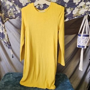 🆕 Style & Co Ribbed Midi Sweater Dress in Mustard size L